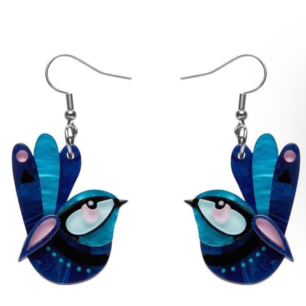 The Splendid Fairy Wren Earrings, Erstwilder Pete Cromer